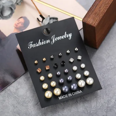 Multicolor Pearl Stud Earring Set (15 Pairs)